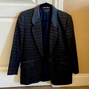 Blue wool plaid blazer